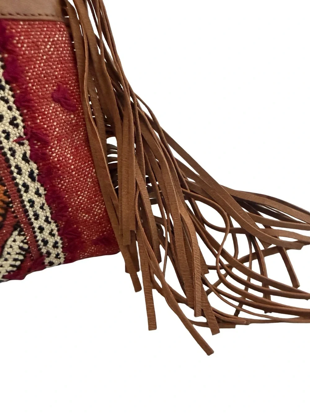 Gift From Morocco Brown Faux Leather Clutch Bag Purse Fringe Handbag Vegan